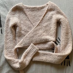 SKIMS Cozy Collection Pink Wrap Top